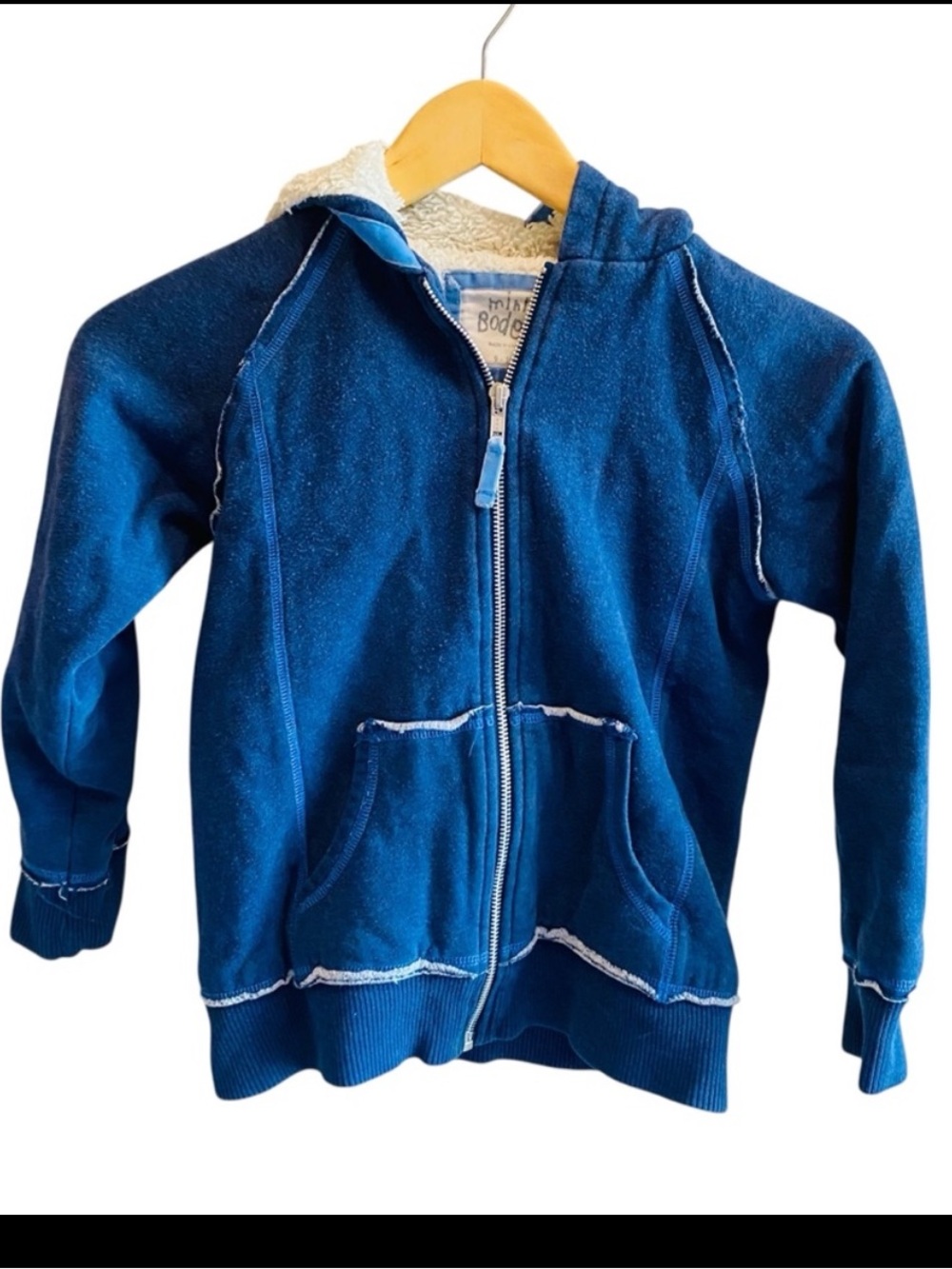 MINI BODEN Blue Navy Sherpa Lined Zip Up Hoodie